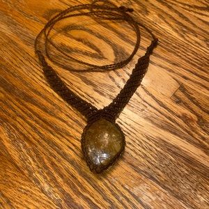 Macrame with Amber Adjustable Necklace